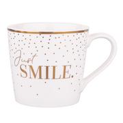 Kubki - Kubek do kawy i herbaty porcelanowy dekoracja Just Smile 350 ml biały 01010032005 - miniaturka - grafika 1