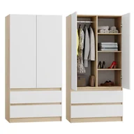 Szafy - Szafa Sonoma Biała Garderoba Duża Na Ubrania Otwierana Szuflady Nowoczesna - miniaturka - grafika 1