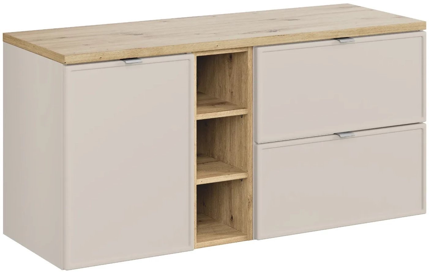 Szafka pod umywalkę nablatową BELLA CASHMERE 60cm kaszmir/dąb artisan - zestaw z blatem 120cm COMAD