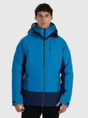 Kurtki i kamizelki sportowe męskie - 4F Kurtka trekkingowa przeciwdeszczowa membrana 20000+ męska - niebieska L - miniaturka - grafika 1