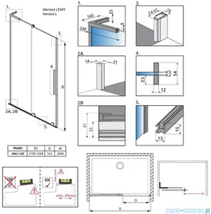 Radaway Furo SL Brushed Copper DWJ drzwi prysznicowe 120cm lewe szczotkowana miedź 10307622-93-01L/10110580-01-01 - Akcesoria do armatury i ceramiki - miniaturka - grafika 2