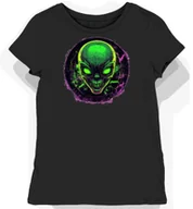 Koszulki i topy damskie - Koszulka damska czarna z motywem zielonego Marsjanina 5855 M - miniaturka - grafika 1