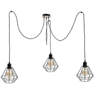 Lampy sufitowe - KET Druciana LAMPA wisząca metalowa OPRAWA loftowy zwis czarny drewno - miniaturka - grafika 1