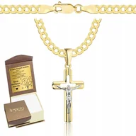 Łańcuszki - Złoty Łańcuszek Męski Pancerka Pełny Diamentowany z Krzyżykiem 585 Grawer - miniaturka - grafika 1