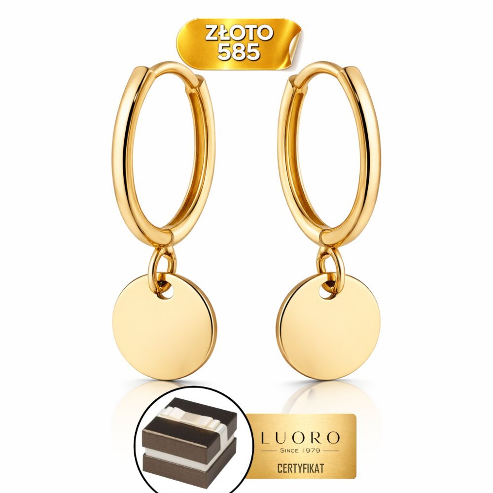 KOLCZYKI ZŁOTE 585 14K KÓŁECZKO PEŁNE KOŁO 21 MM KREOL ELEGANCKIE