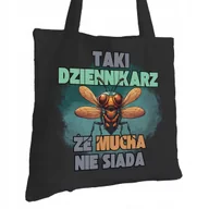 Torby i wózki na zakupy - Torba Bawełniana dla Dziennikarza Czarna Prezent ekologiczna Trwały Nadruk - miniaturka - grafika 1