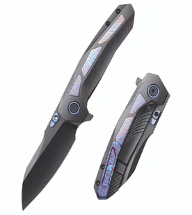 Nóż składany Remette Kestrel Black DLC Titanium/Timascus, Black DLC CPM S35VN (RTPO-E) - Noże - miniaturka - grafika 1