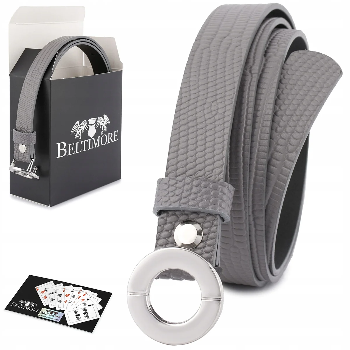Skórzany pasek damski do spodni sukienki czarna skóra nat 1,8 cm Beltimore