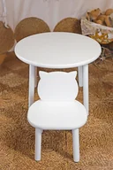 Zestawy mebli dla dzieci - BIAŁY OKRAGŁY STOLIK I KRZESEŁKO KOT - miniaturka - grafika 1