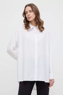 Koszule damskie - Silvian Heach koszula bawełniana damska kolor biały relaxed z kołnierzykiem klasycznym - grafika 1