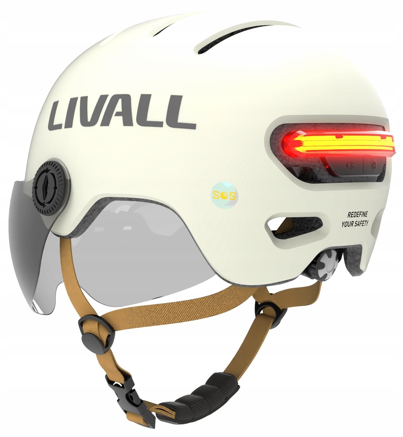 Kask Rowerowy Livall L23 Biały 58-62CM Z Szybką Ochronną Led/sos