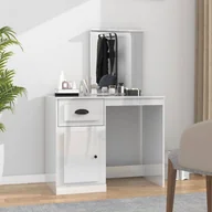 Toaletki - vidaXL Toaletka z lustrem, biała o wysokim połysku, 90x50x132,5 cm - miniaturka - grafika 1