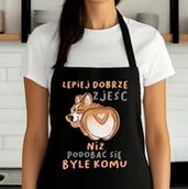 Fartuchy i rękawice kuchenne - ŚMIESZNY FARTUCH NA PREZENT LEPIEJ DOBRZE ZJEŚĆ - PIESEK Z DONUTEM - miniaturka - grafika 1