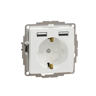 Gniazdo z/u w standardzie schuko z ładowarką USB A+A SEDNA Design & Elements biały - Gniazdka elektryczne - miniaturka - grafika 1