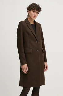 Tommy Hilfiger płaszcz wełniany kolor brązowy przejściowy WW0WW42738 - Płaszcze damskie - miniaturka - grafika 1