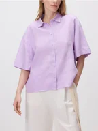 Koszule damskie - Reserved - Lniana koszula z krótkimi rękawami - fioletowy - miniaturka - grafika 1