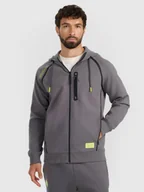 Bluzy męskie - 4F Bluza dresowa rozpinana z kapturem męska - szara S - miniaturka - grafika 1