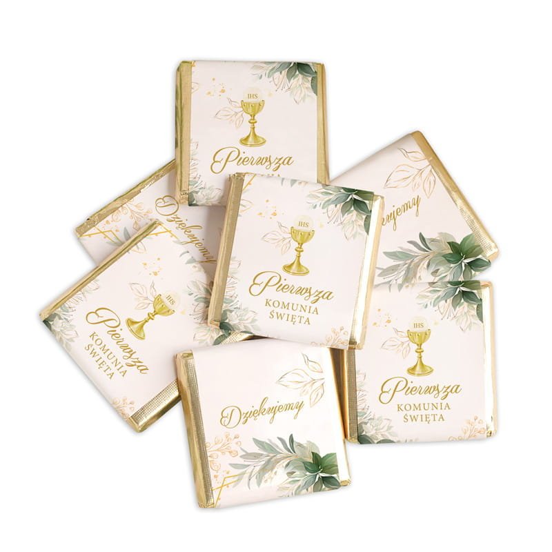 CZEKOLADKI mleczne upominek na Komunię Kielich Komunijny 100szt