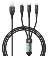 Kable USB - KABEL REMAX 3w1 do iPhone/Androida USB-C/Lightning/micro-USB 100W EKRAN LED - miniaturka - grafika 1