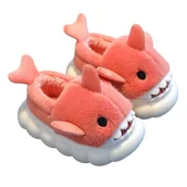 Skarpetki dla dzieci - Kapcie Dziecięce Dziecięce Z Ociepleniem Wygodne Lekkie Miękkie Antypoślizgowe Domowe Przedszkolne Urocze Z Rekinem Red Pełne Rico 28/29 - miniaturka - grafika 1