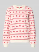 Swetry damskie - Sweter o kroju relaxed fit z wyhaftowanym motywem na całej powierzchni model ‘Brielle’ - miniaturka - grafika 1