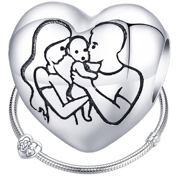CHARMS SERCE RODZINA koralik srebro pr 925