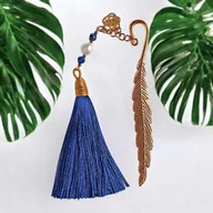 Zakładki do książek - Zakładka PREMIUM : lapis lazuli, perła : GRANATOWA - miniaturka - grafika 1