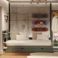 Łóżka dla dzieci i młodzieży - Łóżko ryflowane zielone match eukaliptus 90x200 cm - miniaturka - grafika 1