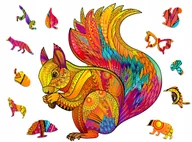 Puzzle - Puzzle Drewniane Premium 3D Układanka dla dorosłych Wiewiórka XL Zwierzęta Adawoo - idealne na prezent na Święta, Urodziny, Imieniny, Walentynki - miniaturka - grafika 1