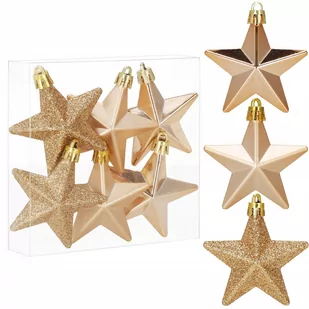 Bombki choinkowe 6 szt. ozdoby świąteczne gwiazdki zestaw rose gold - Bombki - miniaturka - grafika 1