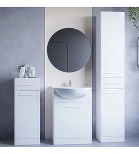 Meble do łazienki z lustrem SLIDO MINI biały - Szafki łazienkowe - miniaturka - grafika 1
