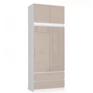 Szafa z nadstawką S 90 cm 2 drzwi 2 szuflady - biała-cappuccino połysk - Szafy - miniaturka - grafika 1