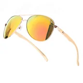 Okulary przeciwsłoneczne - Złote okulary lustrzane przeciwsłoneczne pilotki z polaryzacją PRM-005A powystawowe - miniaturka - grafika 1