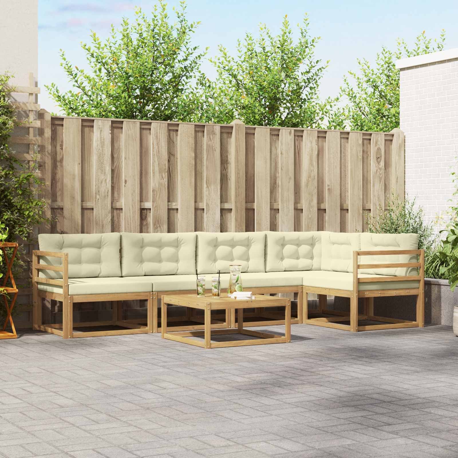 vidaXL Zestaw sof na zewnątrz 6 pcs Biały i kremowy 79 x 79 x 37 cm