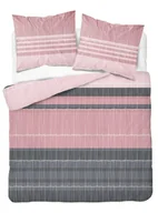 Pościel - Pościel 160x200 różowa grafitowa pudrowa pasy 5245 B Bawełna 48 - miniaturka - grafika 1
