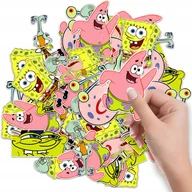 Szkolne artykuły papiernicze - NAKLEJKI ETYKIETY NA ZESZYT NALEPKA Z POSTACIAMI SPONGEBOB WZORY 6 SZT - miniaturka - grafika 1