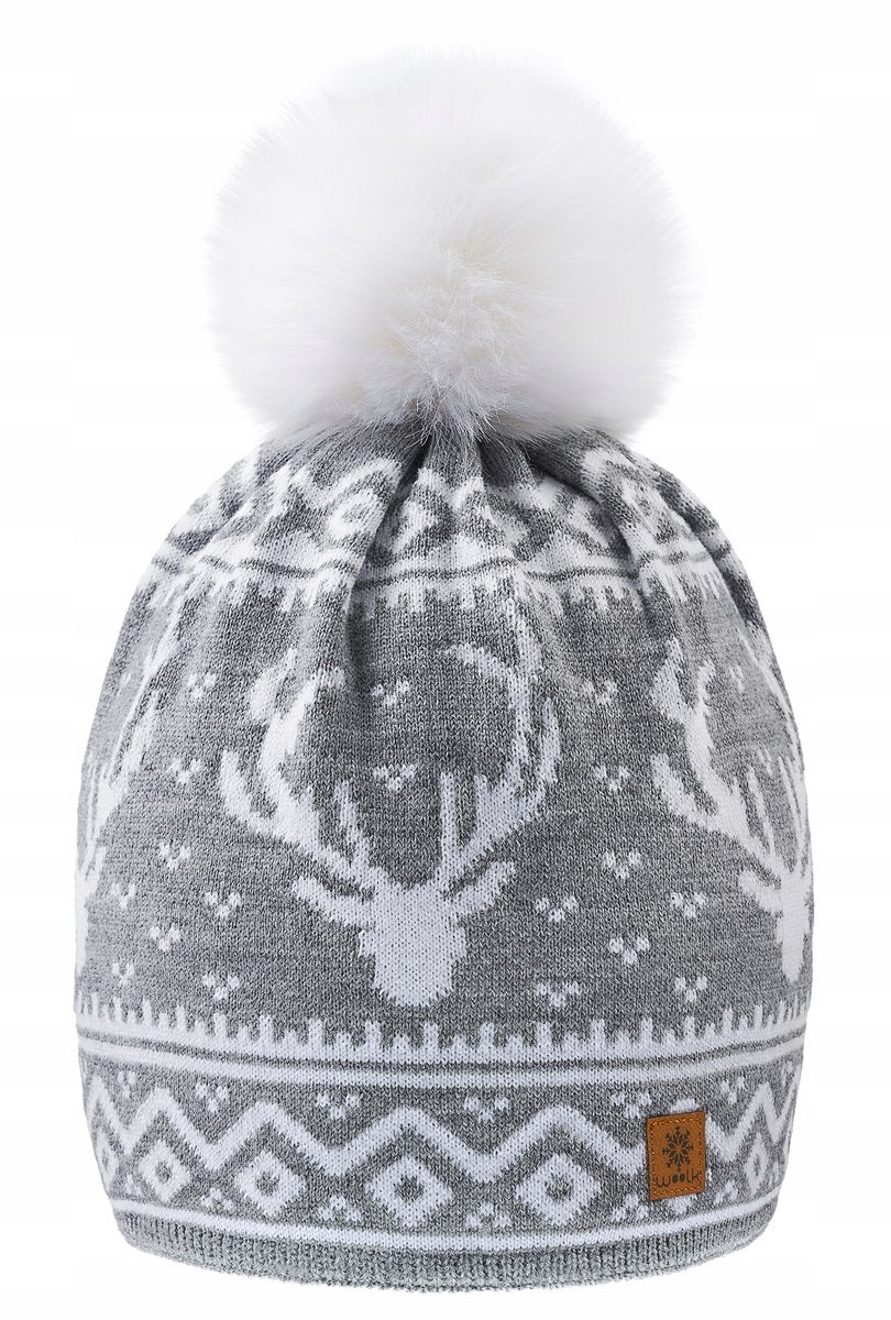Zimowa CZAPKA CIEPŁA pompon i polar Woolk Santa