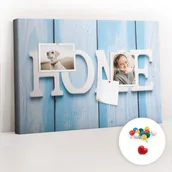 Tablice i flipcharty - Szkolna Tablica korkowa 60x40 cm, Kolorowe Pinezki, wzór Napis dom - miniaturka - grafika 1