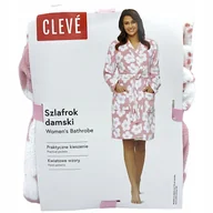 Szlafroki damskie - Cleve Szlafrok damski z kieszeniami kwiatowe wzory różowy L/XL - miniaturka - grafika 1