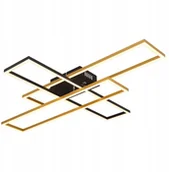 Lampy sufitowe - Ceiling LED lamp GLOBO DAKARI, 40W, 3000K, 4230lm, matte black/gold color, 9.5x60x80cm - miniaturka - grafika 1