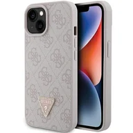 Etui i futerały do telefonów - Guess GUHCP15SP4TDPP iPhone 15 6.1" różowy/pink hardcase Leather 4G Triangle Strass - miniaturka - grafika 1
