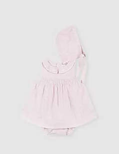 Gocco Dziewczęca sukienka Conjunto różowa Bordado Vestido Con Capota, Rosa Viejo, 9 Miesiące - Sukienki - miniaturka - grafika 1
