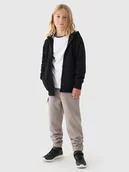 Bluzy dla chłopców - 4F Bluza dresowa rozpinana z kapturem chłopięca - głęboka czerń 140 (9-10 lat) - miniaturka - grafika 1