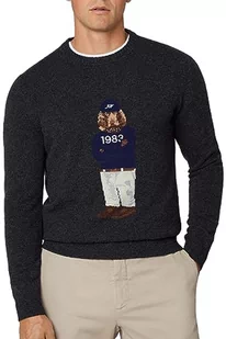 Hackett London Sweter męski Harry Crew, Szary (odcień grafitowy), XS - Swetry męskie - miniaturka - grafika 1