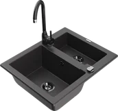 Zlewozmywaki z baterią - Mexen Carlos zlewozmywak granitowy 1,5-komorowy z baterią kuchenną Telma, czarny nakrapiany - 6518-76-670200-70-B - miniaturka - grafika 1