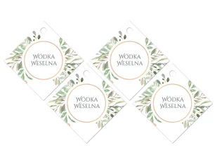 Zawieszki z wstążeczką na wódkę weselną - 12 szt. - Wesele i ślub - miniaturka - grafika 1