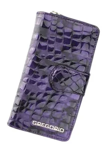 Portfel Damski Skóra Naturalna GREGORIO Duży Z Suwakiem Piórnik Lakierowany FS-116 FIOLETOWY RFID 16,5 x 9 x 3,5 [cm] - Portfele - miniaturka - grafika 1