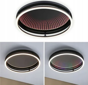 Lampa sufitowa Paulmann Plafoniera SPACEGLOW ONE LED 3D DIM RGB rainbow 38W 3900lm 3000-6500K pilot 230V czarny matowy / metal - Lampy sufitowe - miniaturka - grafika 1