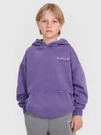 Bluzy dla chłopców - 4F Bluza dresowa nierozpinana z kapturem chłopięca - fioletowa 122 (6-7 lat) - miniaturka - grafika 1