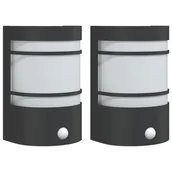 Lampy ogrodowe - vidaXL Kinkiety zewnętrzne z czujnikiem ruchu, 2 szt., czarne, stal - miniaturka - grafika 1